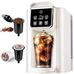 lot 13494 image: KIDISLE Hot & Iced Coffee Maker with Bold Setting, Single Serve Coffee Maker for K Cup and Grounds, 6-14 Oz Brew Sizes, 50 Oz Removable Water Tank, One Cup Coffee Machine with Reusable Filter, White