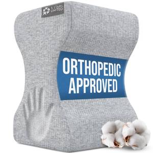 lot 13498 image: 5 STARS UNITED Knee Pillow for Side Sleepers - Hip Pain Relief, Memory Foam Leg Cushion for Side Sleeping - Between Legs Pillow for Sciatica & Lower Back Pain, Gray Cotton Cover