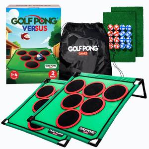 lot 13499 image: Golf Pong Versus Edition, (2 Pack) Game Set, Jumbo Backyard Lawn Game, Portable IndoorOutdoor Chipping Golf Gift for Men, Women & Family