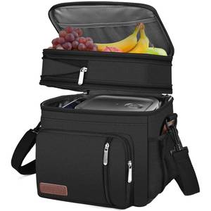 lot 14103 image: MIYCOO Lunch Bag & Lunch Box for Men Women, Double Deck Leakproof Insulated Soft Large Adult Camping Cooler bag for Work, Beach, Picnic, Travel (Black, 15L)
