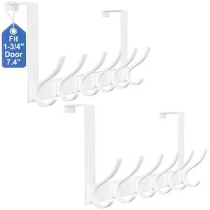 lot 14129 image: Peasulin 2 Pack Over The Door Hooks, Sturdy Door Hanger, Large Over The Door Towel Rack with 12 Hooks, Heavy Duty Easy to Install, for Bathroom, Bedroom��Kitchen��Hanging Towels, Coats (White)
