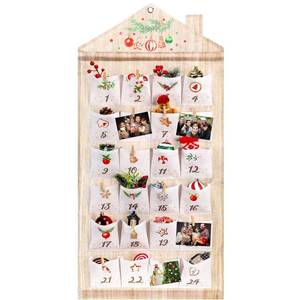 lot 14134 image: Bulyoou Christmas Picture Countdown Board Farmhouse Photo Advent Calendar with Pockets Hanging Display Reusable Photo Collage Board 40 x 20 Inch Fabric Empty Wall Calendar for Xmas Countdown Decor
