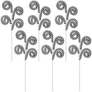 lot 14165 image: Gejoy 6 Pcs Christmas Tree Picks Decoration Sandworm Decor Woolen Candy Curly Pick Xmas Toppers Branches with Bells for Party Supply DIY Home Crafts Hanging Ornament Gifts(Stripes,Black and White)