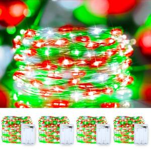 lot 14177 image: Christmas String Lights Red Green White Copper Wire, 4 Pack 400LED Fairy Lights Waterproof Twinkle Lights for Xmas, Bedroom, Garden, Patio, Outdoor Decor- Red White Green