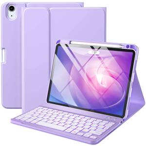 lot 14188 image: Harvopu Keyboard Case Compatible with iPad Air 11-inchAir 5th 4th Generation Case with Keyboard-Backlit Detachable, Folio Cover with Pencil Holder for Air 11 M3M2 (20252024), Air 5Air 4 (Purple)