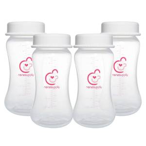 lot 14189 image: Nenesupply 9oz 4 Count Wide Neck Mouth Breastmilk Storage Bottle Breast Pump Bottles Use for Pumping with Spectra S1 S2 9 Plus Breast Pumps. Replace Spectra Bottles for Pumping Breastmilk Collection