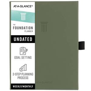 lot 14241 image: AT-A-GLANCE Foundation Goal Setting Planner, Undated Weekly & Monthly Journal, Track Progress, Create Habits, 5-34 x 8-14, Green (FD2-200-60)