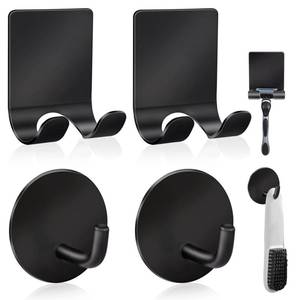 lot 14255 image: Diesisa Razor Holder 304 Stainless Steel for Shower  Adhesive Sticky Heavy Duty Waterproof Wall Hooks, Premium for Hanging Towels, Coat, hat (22 Pack) - Black