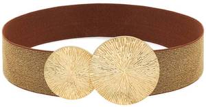 lot 16020 image: BAOKELAN Women Wide Stretchy Waist Belts Elastic Cinch Belt for Dresses Bling Brown Gold 85CM