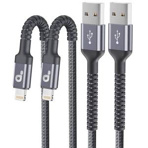 lot 16021 image: iPhone Charger Cable 2Pack 6FT, Nylon Braided Lightning Cable, Apple MFi Certified Fast Charging iPhone Charger Cord Compatible with iPhone 14 13 12 11 Pro Max XR XS X 8 7 6 Plus iPad and More