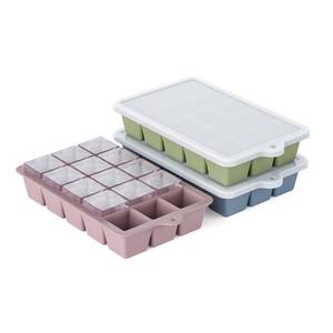 lot 16025 image: Silicone Ice Cube Tray 3 Pack, HANCELANT Ice Cube Mold, Ice Trays for Freezer with Lid for Whiskey, Baby Food, BPA Free, Easy Release