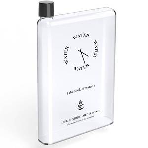 lot 16028 image: NiHome Flat Water Bottle for Purse 25oz, A5 Water Bottle Plastic 750ml, Book Shaped Water Bottle Portable for Travel, Leak-Proof & BPA Free, Square Water Bottle Flat for Bag, Transparent