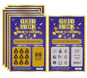 lot 16029 image: WINGKIND Gold Luck Pregnancy Announcement Fake Lottery Scratch Off Tickets, Great Idea for Pregnancy Reveal, 12 Cards