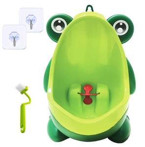 lot 16032 image: Frog Pee Training with Brush and Hooks, Green Cute Potty Training Urinal,Potty Training Toilet for Boys Kids Toddler with Funny Aiming Target,Frog Shape Pee Trainer