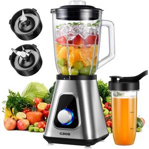 lot 19326 image: Broken Blade GDOR 1200W Blender for Smoothies and Shakes, 52 Oz Countertop Blender & 22 Oz Personal Blender Combo, 6-leaf Blade, 3 Adjustable Speed for Juices, Frozen Fruit Drinks, Sauces, Self-Cleaning