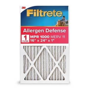 lot 19346 image: Filtrete 16x24x1 Allergen Defense Air Filter 1000 MPR MERV 11 Furnace Filter, Electrostatic, Captures Dust & Pollen