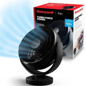 lot 19349 image: Honeywell HF710 Turbo Force Oscillating Floor Fan Black Portable Electric Fan for Rooms, Adjustable Tilt, 3 Speeds
