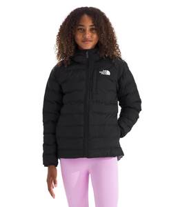 lot 20308 image: The North Face Girls Reversible Perrito Hooded Jacket - Lightweight & Water Resistant Winter Coat, Synthetic Insulation, TNF BlackSmoked Pearl, Medium