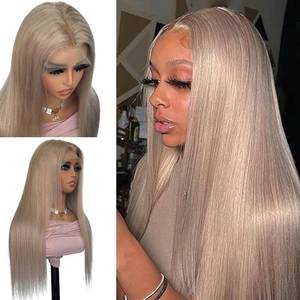 lot 20315 image: Ash Blonde Wig Human Hair 13x6 Transparent Lace Front Wigs Human Hair 180% Density Ash Blonde Straight Lace Front Wigs for Black Women Pre Plucked Colored HD Lace Frontal Wig 22 Inch