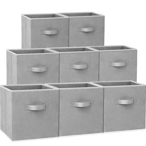 lot 20317 image: Criusia Storage Cubes - 11 Inch Heavy Duty Fabric Closet Bins for Shelves, Cube Organizer - 8 Pack Collapsible Decorative Storage Bins Baskets for Organizing Clothes Blankets Toys (Grey)