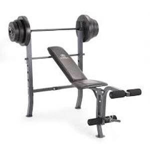 lot 19356 image: Marcy Standard Width Bench with 100lb Weight Set