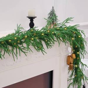 lot 1587 image: A 9FT Christmas Garland Prelit Real Touch Norfolk Pine Garland Artificial Realistic Greenery Garland for Mantle Fireplace Table Centerpiece Indoor Outdoor Home Decor