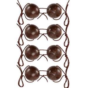 lot 1603 image: Shyyween 4 Pcs Hawaiian Coconut Bra with Cord Novelty Coconut Bikini Top Coconut Costume Coconut Shell Chest Tops for Women Bikini Luau Party Summer Party Brown
