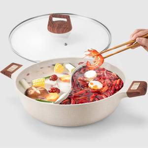 lot 1604 image: Kerykwan 7-QT Shabu Shabu Hot Pot with Divider Double Flavor Divided Stockpot with Glass Lid Dual Sided Soup Cookware for Induction Cooktop Gas Stove Hot Burner
