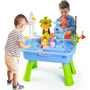 lot 3117 image: Hanyutom 2026 Upgraded Toddler Sand Water Table Toy with Electric Water Pump, Kids Sand Water with FaucetPlay Food AccessoriesFishing Toy, Kitchen Play Sink Toys for Girl Boy Age 3 (Blue)