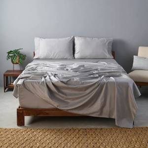 lot 3118 image: Weddingly CEA certified 100% Giza egyptian cotton sheets4 piece setAccredited Gold sealDeep pocketExtra Long stapleSateen Weave5 star LuxuryHigh fabric strength,Uniform &soft (King,Light Gray)