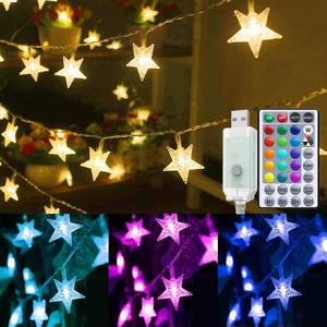 lot 4355 image: Solhice 20ft Color Changing Star String Lights for Bedroom 40 LEDs, Hanging Twinkle Lights USB Powered, Bunk Bed Lights for Kids Room Indoor Outdoor with Remote