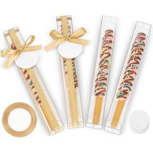 lot 4426 image: COTOPHER 60 Pcs Pretzel Rod Boxes 1x1x8 Inches Chocolate Covered Pretzels Rod Box Transparent PET Plastic Gumball Tube Clear Favor Boxes