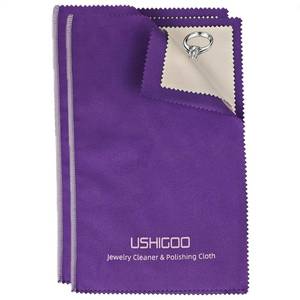 lot 4442 image: USHIGOO Polishing Cleaning Cloth for Gold, Silver, and Platinum Jewelry, Eco Friendly Large Cleaner Cloth 6.3 x 9.8 in. Keeps Jewelry Clean and Shiny (2 Pcs Dark Purple)