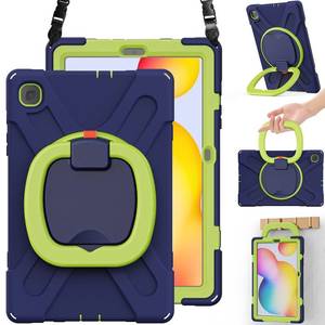 lot 4457 image: BRAECN Silicone Case for Samsung Galaxy Tab S6 Lite 10.4 Inch 20222020, Heavy Duty Rugged Case with Handle Grip, Shoulder Strap, Stable Kickstand, S Pen Holder, NavyGreen