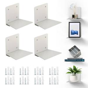 lot 5629 image: Eapele Floating Book Shelves for Wall, Steel Constructed Hidden Bookshelf with Mounting Hardware (Grey, 4pcs)