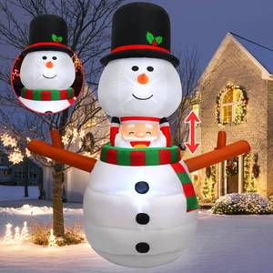 lot 5631 image: 6FT Christmas Inflatable Outdoor Decorations Animated Snowman Santa Claus Pop Up Xmas Blow Ups Holiday Yard Decor with LED Lights Winter Lighted Snow Man Blowup for Outside Indoor Party Lawn Garden