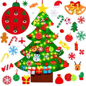 lot 5689 image: Max Fun DIY Felt Christmas Tree for Toddlers with 49 Christmas Ornaments  Tic-Tac-Toe Games for Kids Wall Hanging Christmas Decorations Felt Craft Kits for Xmas Party Favors