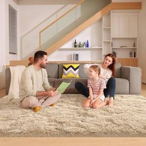lot 5692 image: Mhyup 6x9 Light Tan Rugs for Living Room Bedroom, Fluffy Large Area Rug Soft Shag Non-Slip Carpet for Kids Boys and Girls Room Dorm Home Decor (6ft x 9ft)