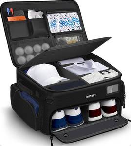 lot 5715 image: LOINTET Golf Trunk Organizer, Waterproof Car Golf Locker with Separate Ventilated Compartment for 2 Pair Shoes, Golf Storage for Balls, Tees, Cap, Clothes, Gloves, Accessories, Gifts for Men, Women