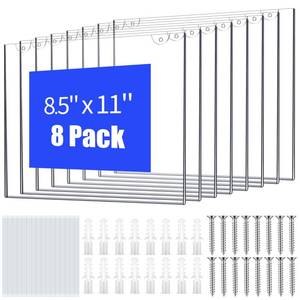 lot 6360 image: Yalikop 8 Pieces Acrylic Sign Holder 8.5 X 11 Wall Mount Sign Holder Clear Plastic Picture Frames with Adhesive Tape, Plastic Expansion Tube and Mounting Screws for Home, Office, Store