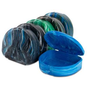 lot 6363 image: Practicon Glacier Marble Retainer Cases, Clear Aligner Case, Dental Orthodontic Retainer Boxes, Mouth Guard Holder, 6 Pack