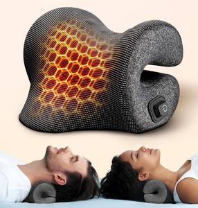 lot 6369 image: DEMACAT 3s Heated Neck Stretcher for Pain Relief, Graphene Heating Pad, Odorless Neck Cloud Cervical Traction Device Chiropractic Pillow for Shoulder, Christmas Gifts for Women, Men, Mom, Dad (Gray)