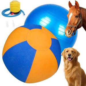 lot 6371 image: 25 Inch Herding Ball for Dogs - Blue & Orange Two-Tone Color, Enhanced Bite-Resistant Herding Toy for Australian Shepherds, Border Collies, Durable Agility Training Ball for Medium & Large Breeds