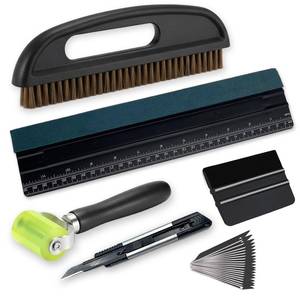 lot 6373 image: MADEQUIP Wallpaper Kit, Black Wallpaper Tools Smoothing Application with 10�� Wallpaper Brush, 12�� Measuring Squeegee, Seam Roller for Peel and Stick & Contact Paper
