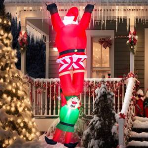 lot 6377 image: Joiedomi Hanging Christmas Inflatables Decoration, Christmas Inflatable Climbing Santa with Falling Elf, Blow Up Santa with Build-in LEDs for Xmas Party Outdoor Yard Garden Lawn Decor