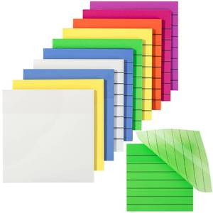 lot 6385 image: Mr. Pen- Transparent Sticky Notes, 3x3, 10 Pads, 7X Lined, 3X Blank, 500 Sheets, Vibrant Colors, Lined Transparent Sticky Notes Lines, Back to School Supplies