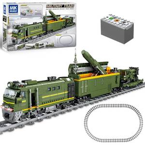 lot 6398 image: Military Train Building Kit, Compatible with Lego Militarys Army Train Building Block with Lights, Missiles, Trucks and Train Tracks, Gift for Military Lovers, Teens and Adults (1174 Pieces) incomplete bulk bricks only