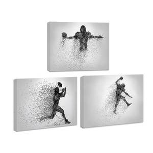 lot 7510 image: Football Canvas Wall Art Prints Set of 3, Framed Football Posters Wall Decor, Sports Room Decor For Men Kids Teenagers, Football Poster Set For Bedroom Man Cave, Boys Bedroom Decor