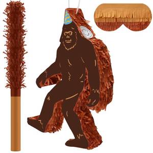 lot 7513 image: Seenelling Sasquatch Pi�ata 3D Gorilla Birthday Decoration with a Blindfold and Bat for Gift Holiday Pi�ata Party Baby Shower Supplies