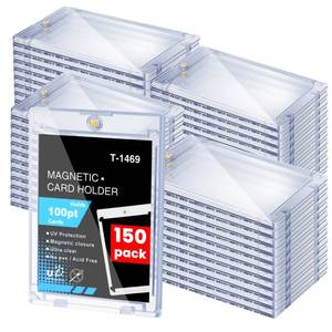 lot 7515 image: 150 PCS Magnetic Card Holder, 100pt One Touch Trading Card Holders, Hard Plastic Display Case UV Protection Baseball Holders for Sports, Game